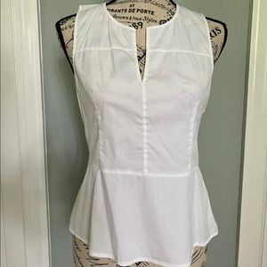 Theory White Peplum Sleeveless Blouse